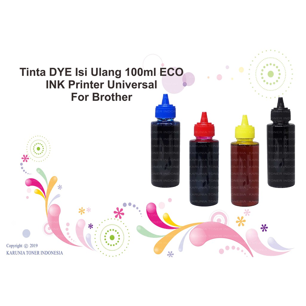 Tinta DYE Isi Ulang 100ml ECO INK Printer Universal For Brother Cyan Magenta Yellow