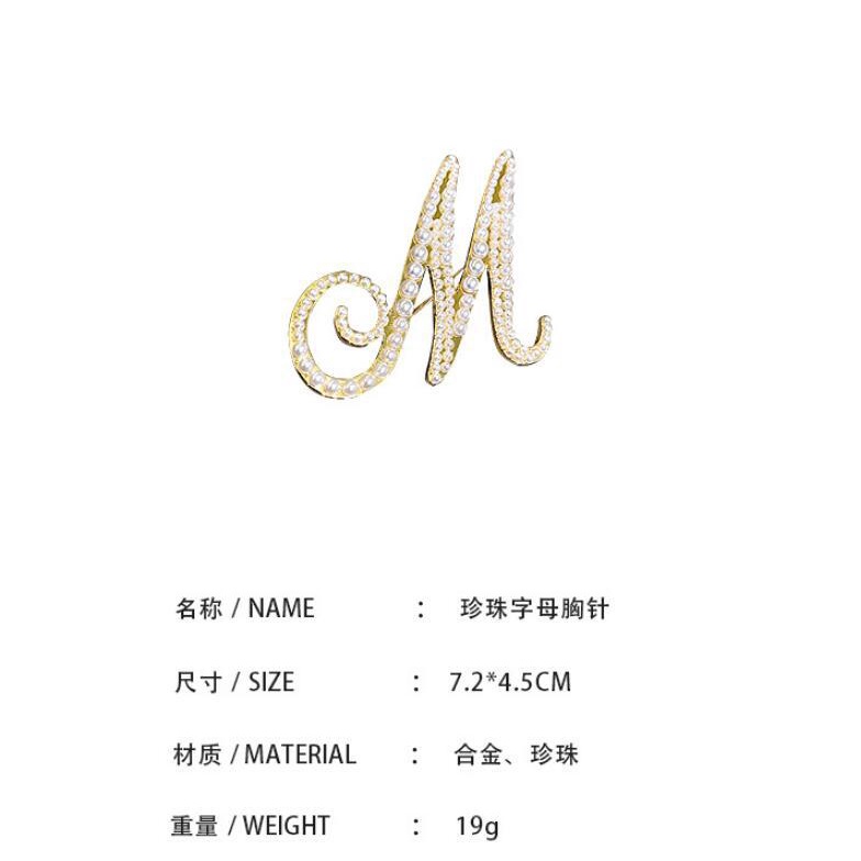 Bros Pin Desain Tulisan Aksen Mutiara Gaya Jepang Untuk Aksesoris Syal Wanita