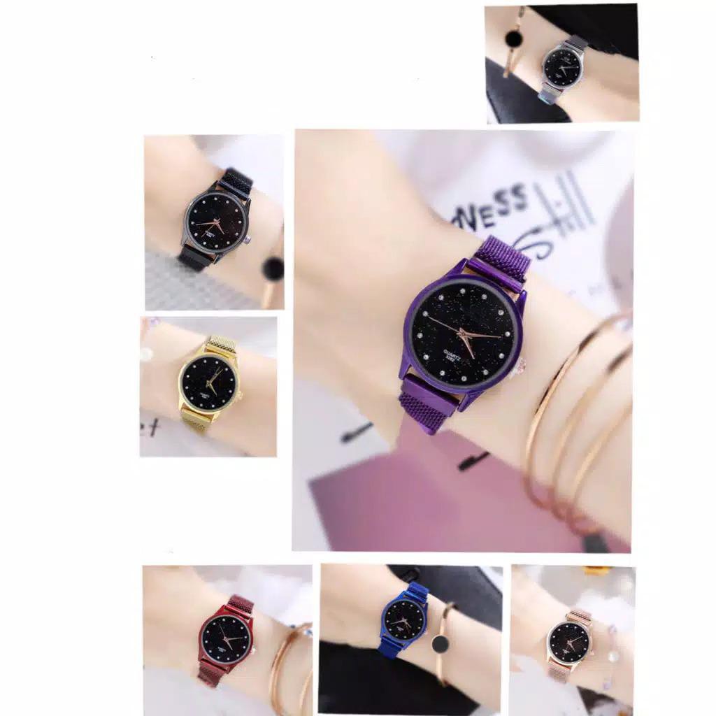 [ BAJ ] JAM TANGAN WANITA RANTAI MAGNET DIAMOND MURAH GROSIR IMPORT FASHION MDL DD025