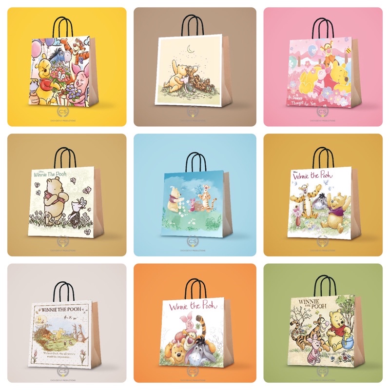 

paperbag custom disney Winnie The Pooh Goodie bag birthday Hampers Ulang Tahun