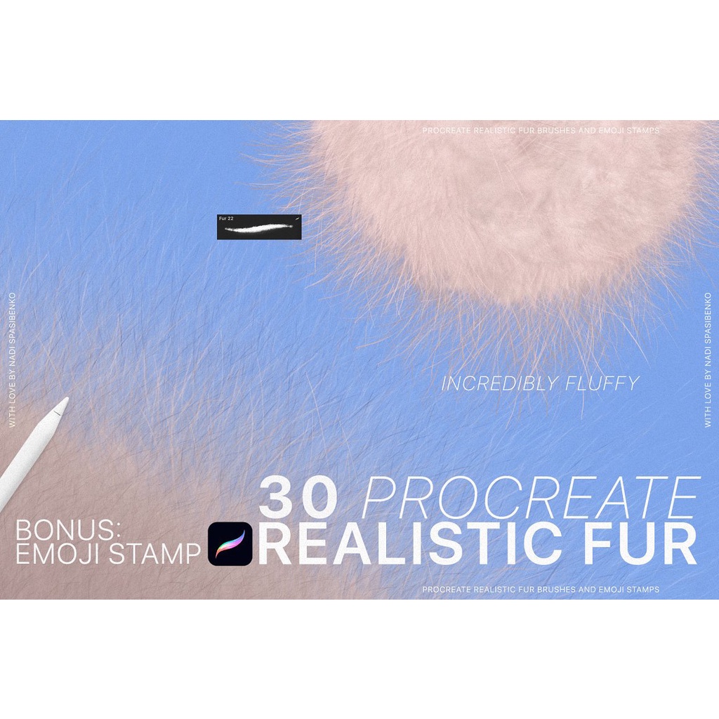 Procreate Brush - Realistic Fur &amp; Cute Emoji for Procreate