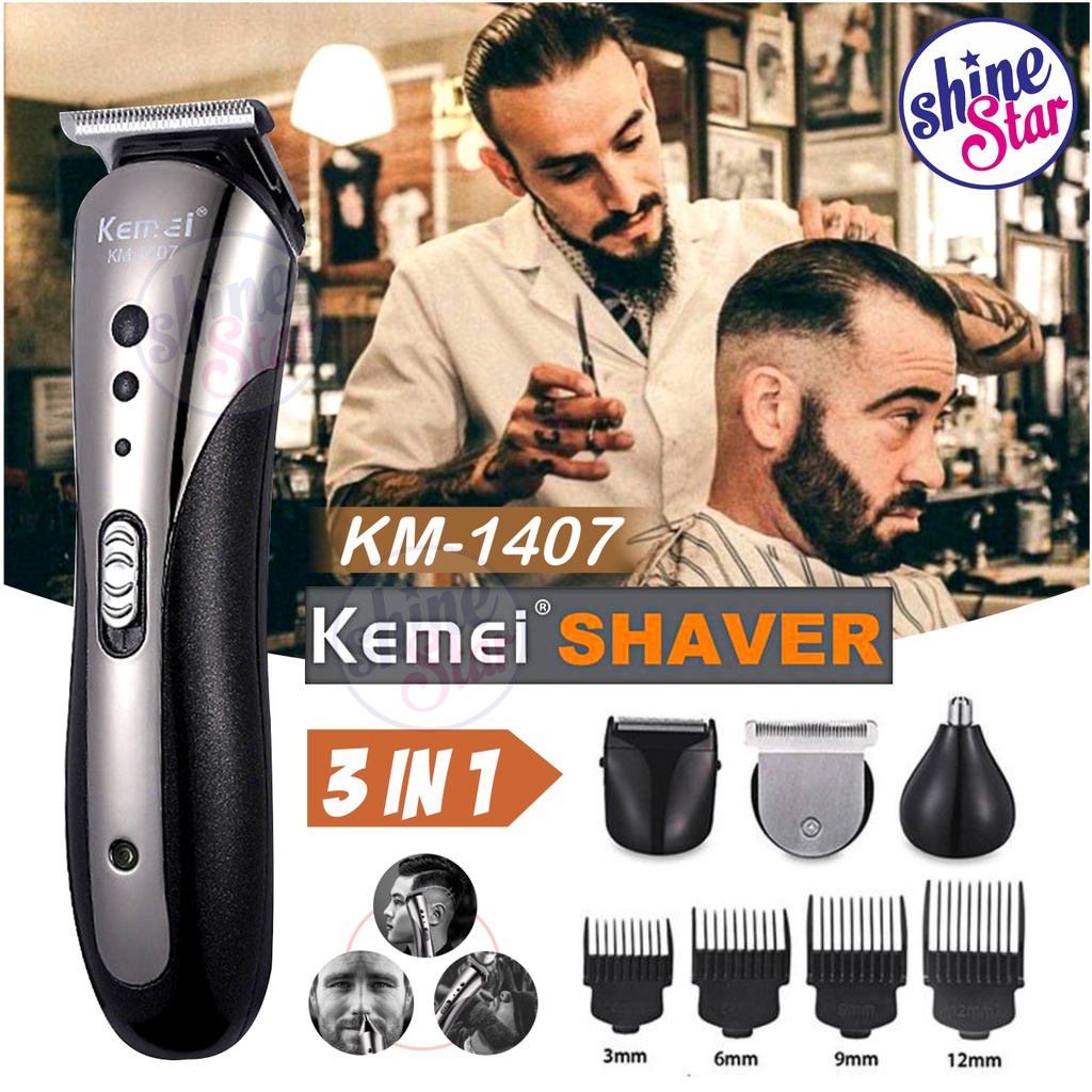 SHINE STAR - Alat Cukur Rambut Elektrik Hair Clipper 3in1 Kemei KM 1419/ KM 1407 untuk Potong Rambut, Kumis