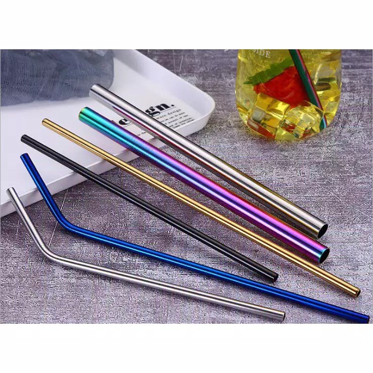 Sedotan Stainless 5 in 1 ( 4pc + Pouch )