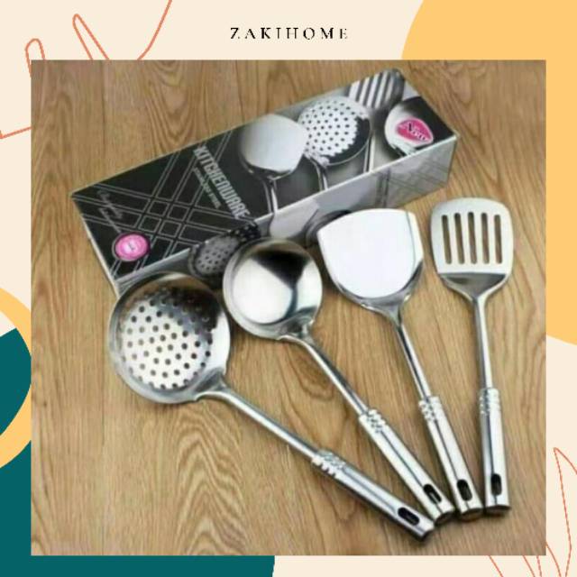 SPATULA STAINLESS STEEL SET SUTIL SET 4 SODET KITCHEN TOOLS FOOD SUTEL