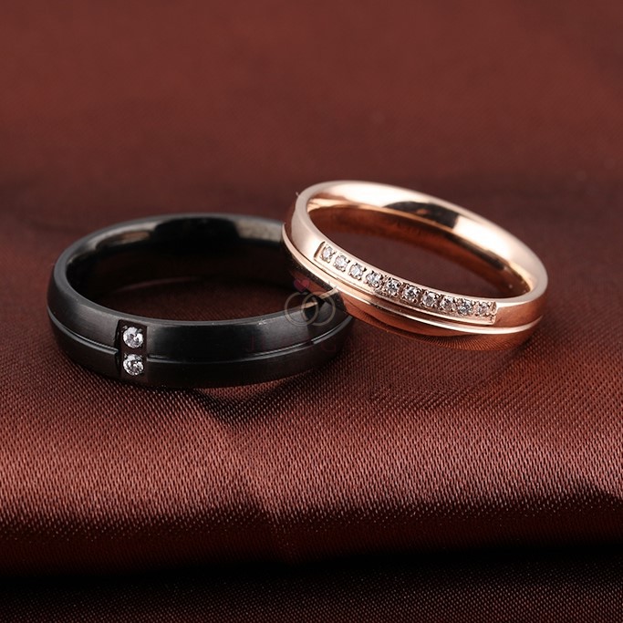 AILOVIU Cincin Couple Ukir Nama R67 Black Rosegold Titanium Nikah Tunangan High Quality + BONUS Gelang Couple