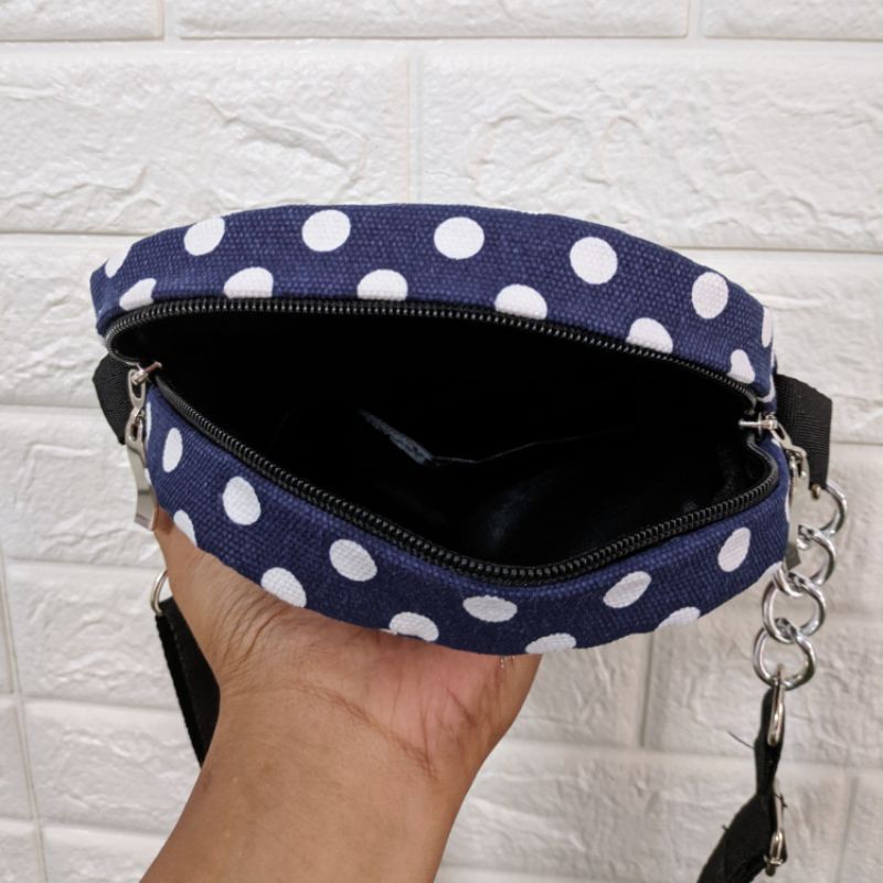 Slingbag Kanvas Motif Polkadot Premium Quality