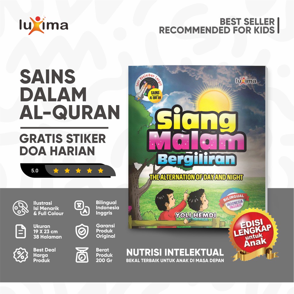 Siang Malam Bergiliran - Seri Keajaiban Langit 12 / Buku Belajar Pengetahuan Sains Quran Anak Bergam