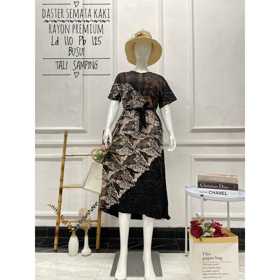 Hot Sale ! Daster Long Semata Kaki abstrak cap - Daster Twill Rayon - Daster Jumbo lengan pendek - Daster Batik Usman kekinian-22