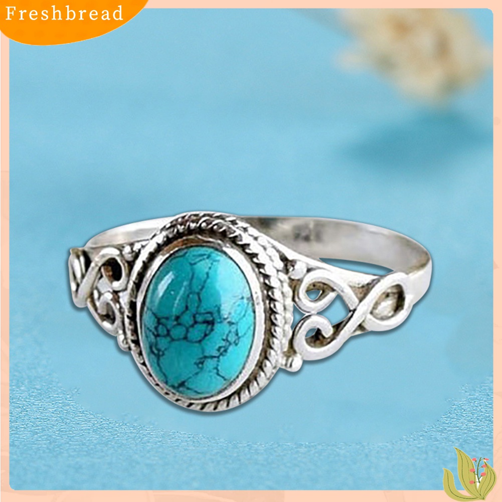 [TERLARIS]Antique Turquoise Natural Gemstone Bride Wedding Engagement Vintage Ring Gift