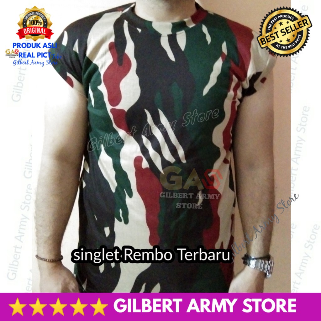 Kaos Singlet Rembo Loreng Kopasus Malvinas Tni Lekbong Lengan Pendek Gilbert Army Store Grosir Murah