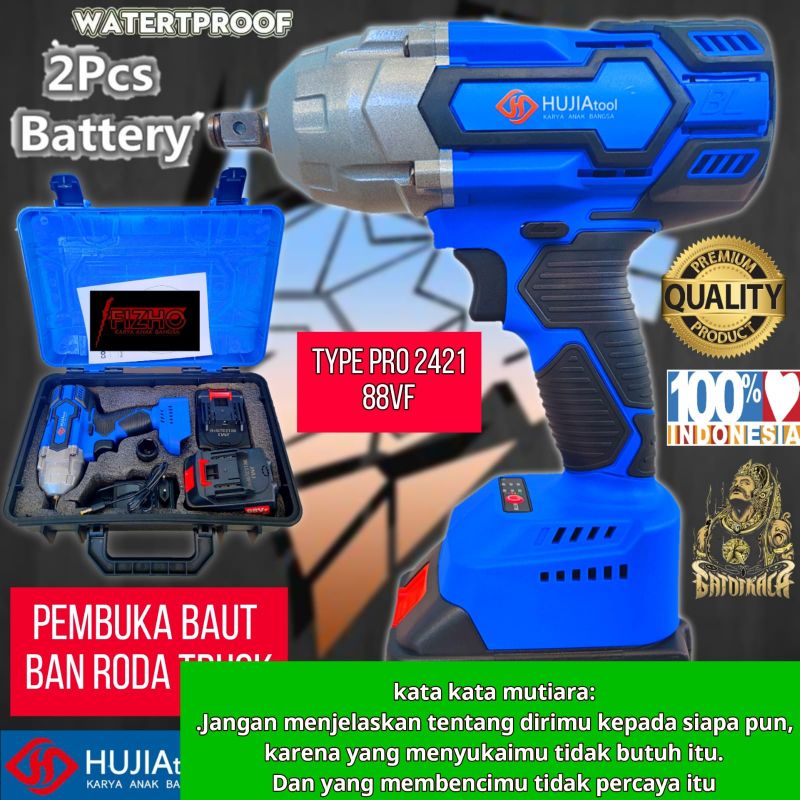 Promo Mesin Impek pembuka baut HUJIA pro 2421 roda ban truck mobil motor cvt impact wrench cordless 