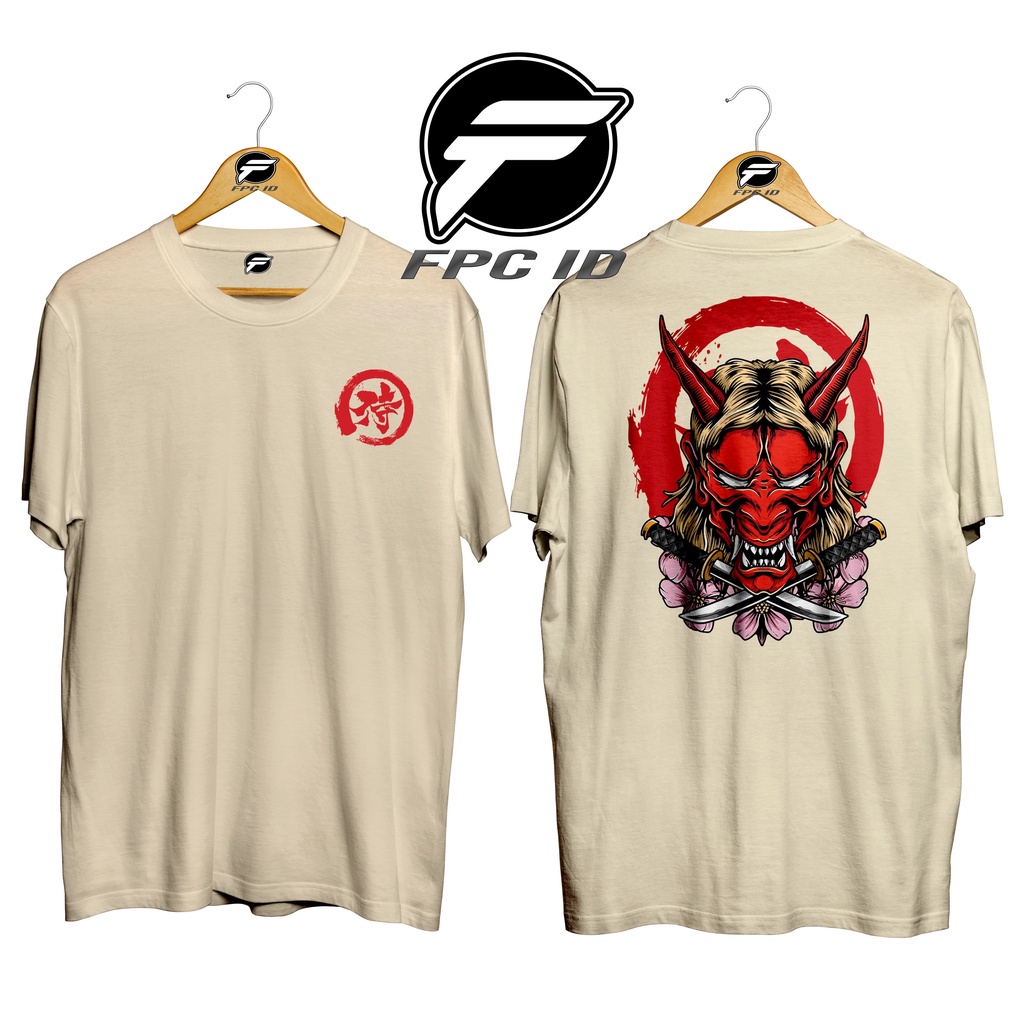 Kaos Aniime Jepang Red Oni Samurai Mask Cotton Combed 30s Premium