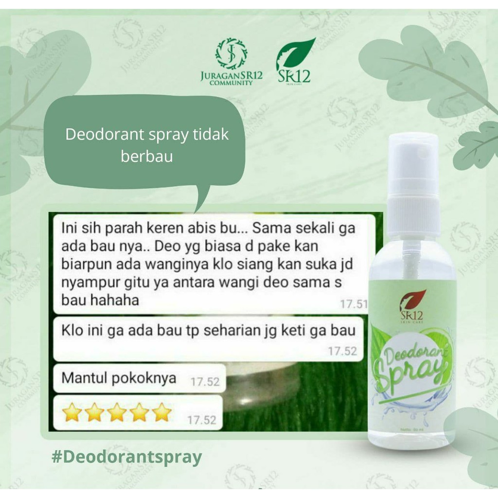 Deodorant Spray SR12 Herbal Untuk Bau Badan Anak Wanita Ibu Hamil Remaja Pria Memutihkan Ketiak Hitam Basah Keringat Berlebih BPOM Ori 100%