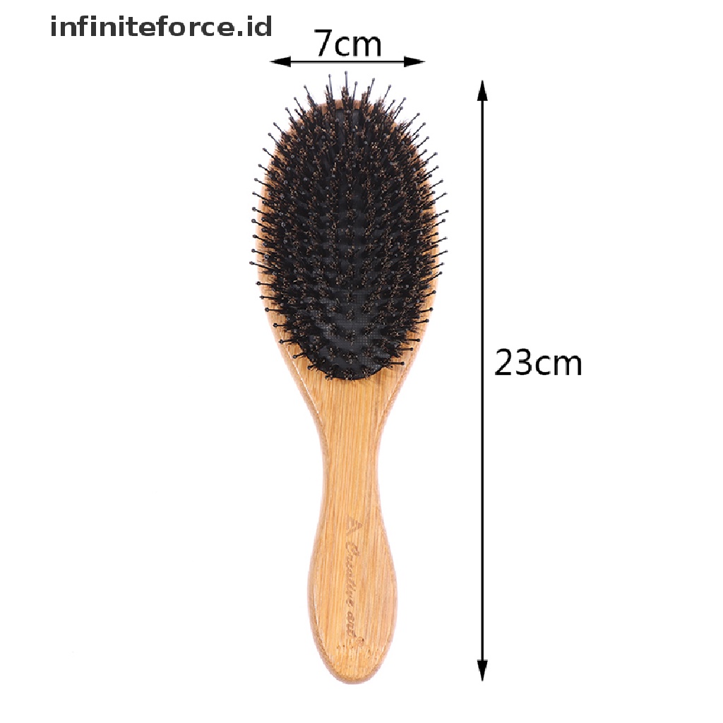 (Infiniteforce.Id) Sisir Bristle Pelurus Jenggot Gagang Kayu