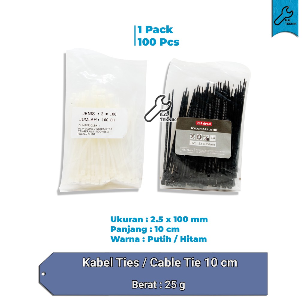 [ ISI 100 PCS] Kabel ties Cable tie EKONOMIS 2.5 x 100 / 150 / 200 / 250 mm Murah [ Ishima ]