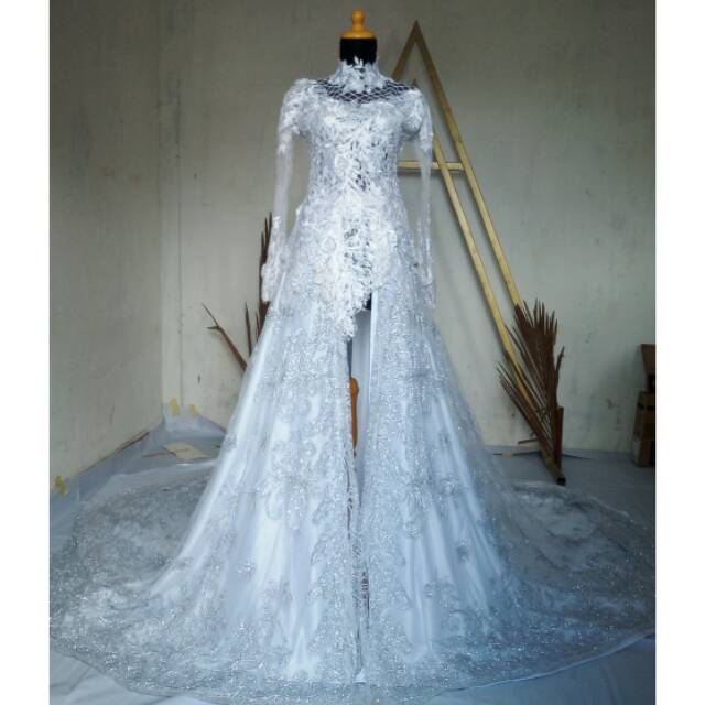 Kebaya pengantin putih akad nikah