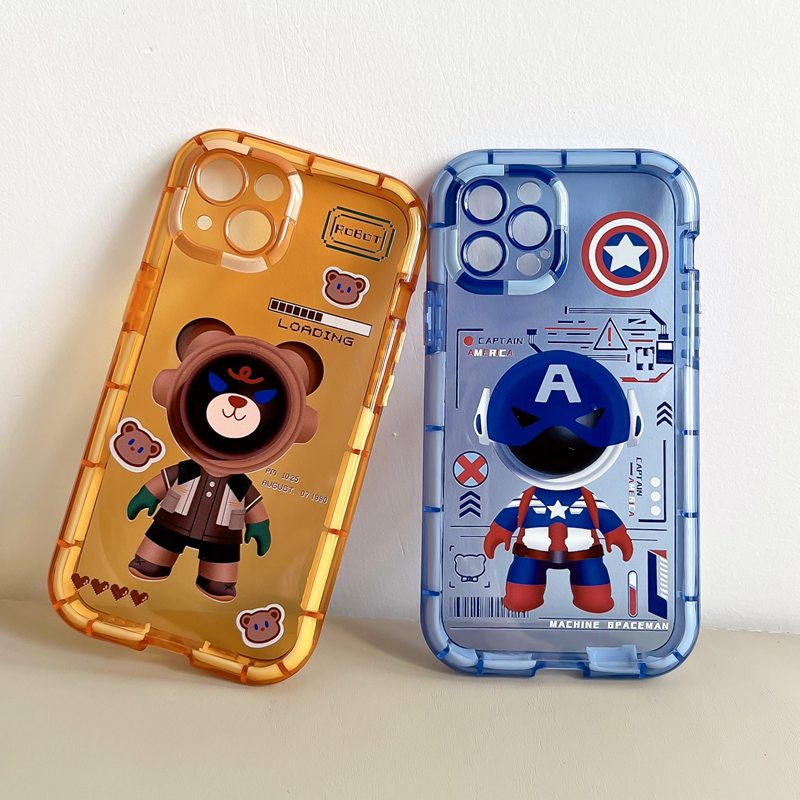 [Termasuk Wallpaper seluler] Bersinar Pada Malam Hari Bercahaya Soft Case untuk IPhone Xr Xs Max Ip Apple IPhone 11 12 13 Pro Max Mens Man Kartun astronot cosmonaut Cover casing hp