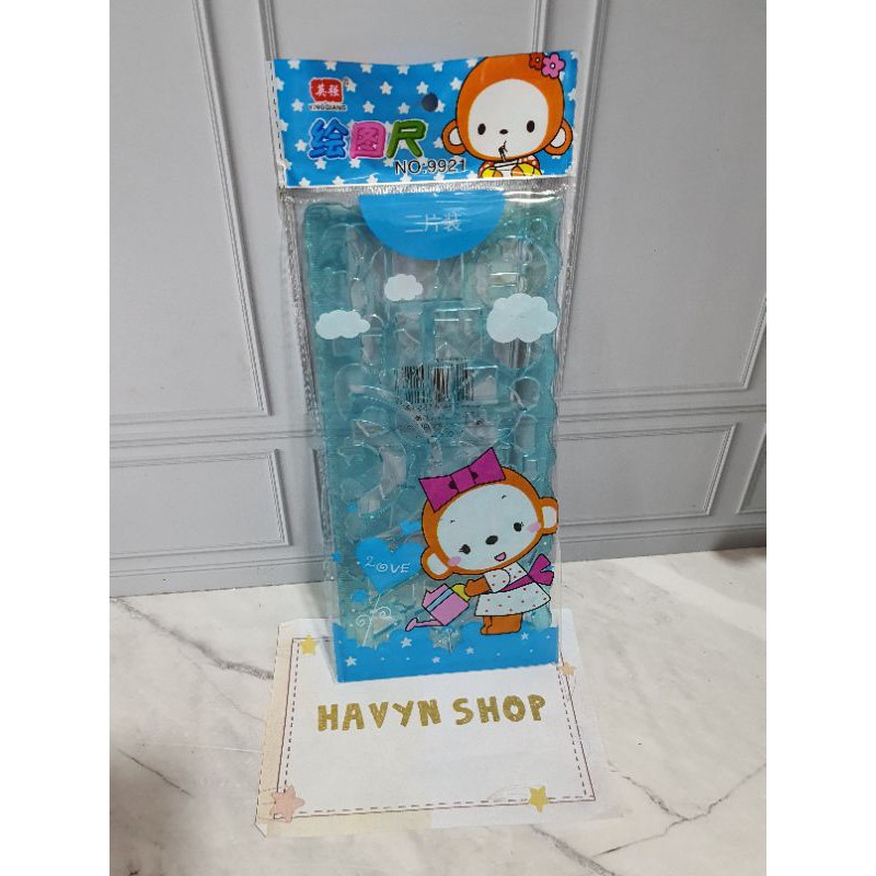 garisan isi 2 pcs untuk cetak gambar/garisan sablon/penggaris design/siru/penggaris set 2-Biru