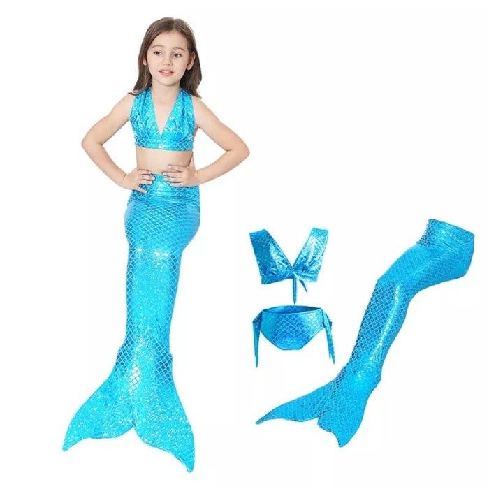 Kostum Mermaid Biru Muda Anak Monofin MR14