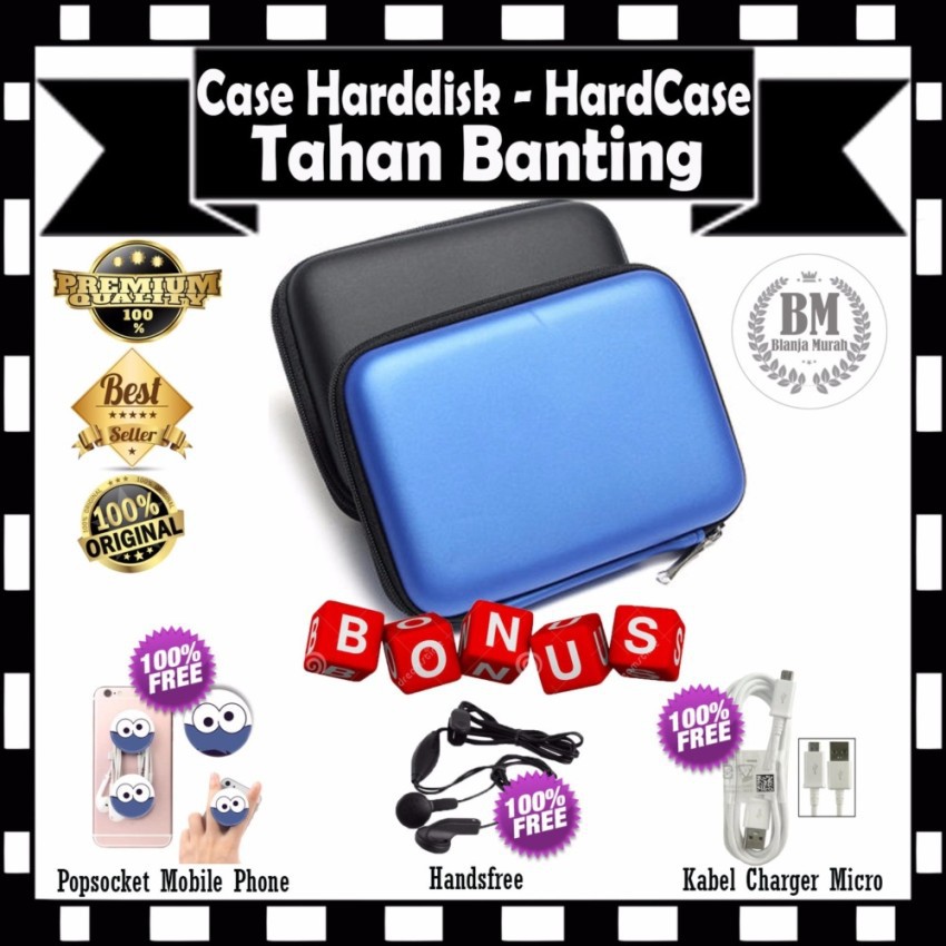 Case harddisk Hard Case Shockproof / Powerbank Tahan Banting for External HDD 2.5&quot; - GRATIS 3 HADIAH