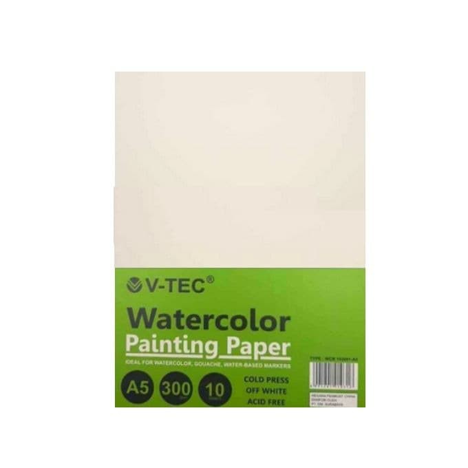 

Kertas Watercolor V-tec A5 / Watercolor Painting Paper A5 300 gsm 10 Sheets / Kertas Tebal untuk Cat