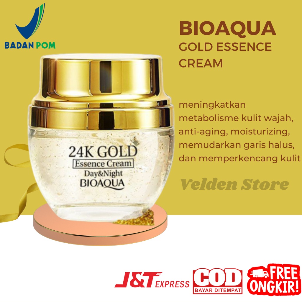 Bioaqua 24K Gold Essence CREAM Skin Brightening Skincare Day Night Cream Moisturizer 24K Gold Original BPOM 100%