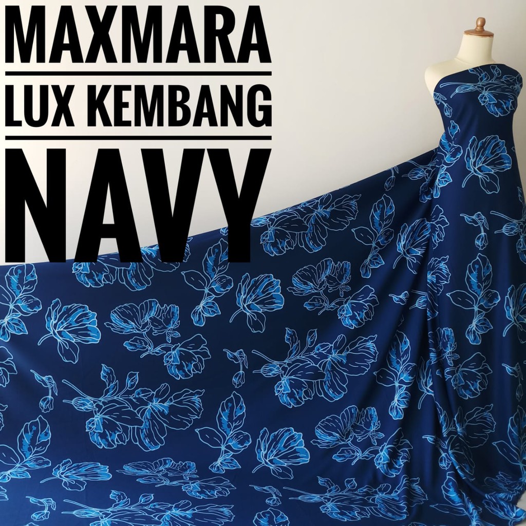 Kain Meteran Maxmara Lux Kembang Navy (0.5M)