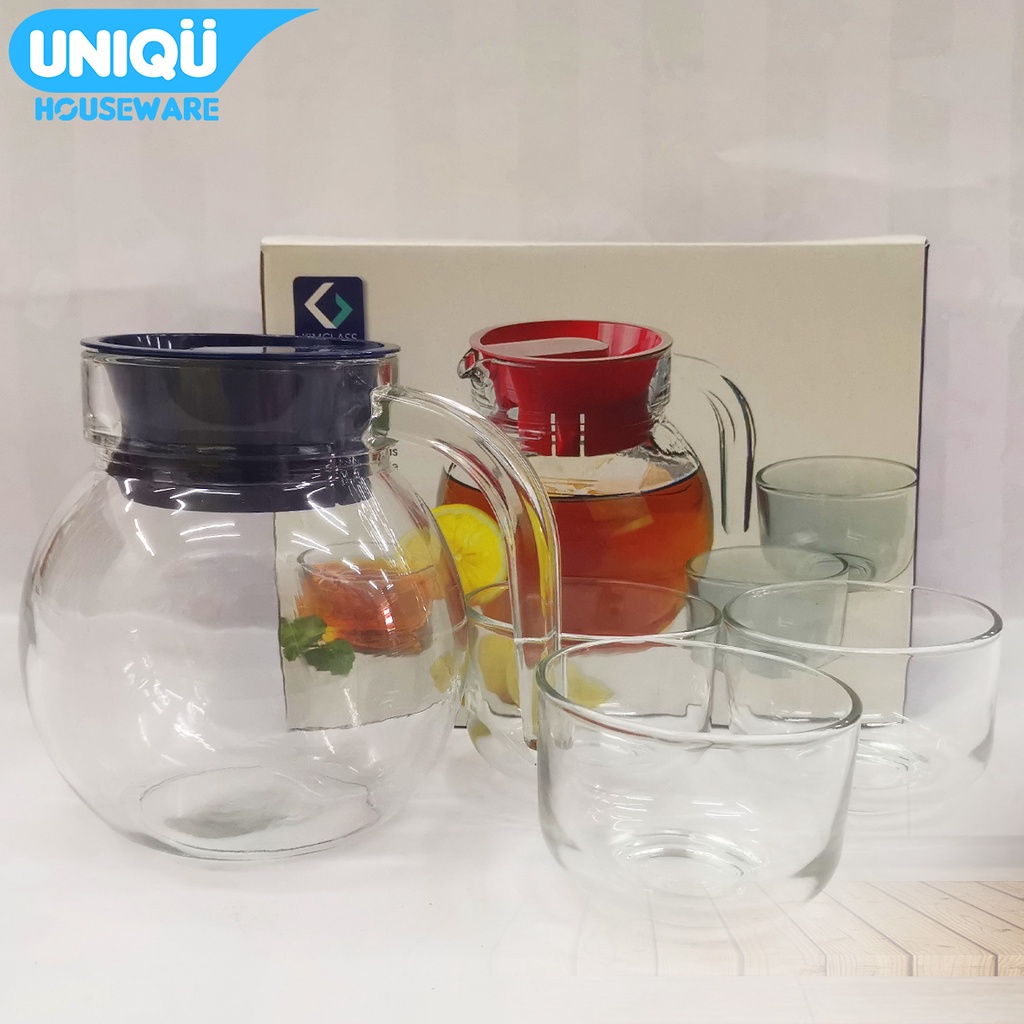 UNIQU Pitcher Teko Set Bulat Kimglass - Drink Set Teko dan Gelas