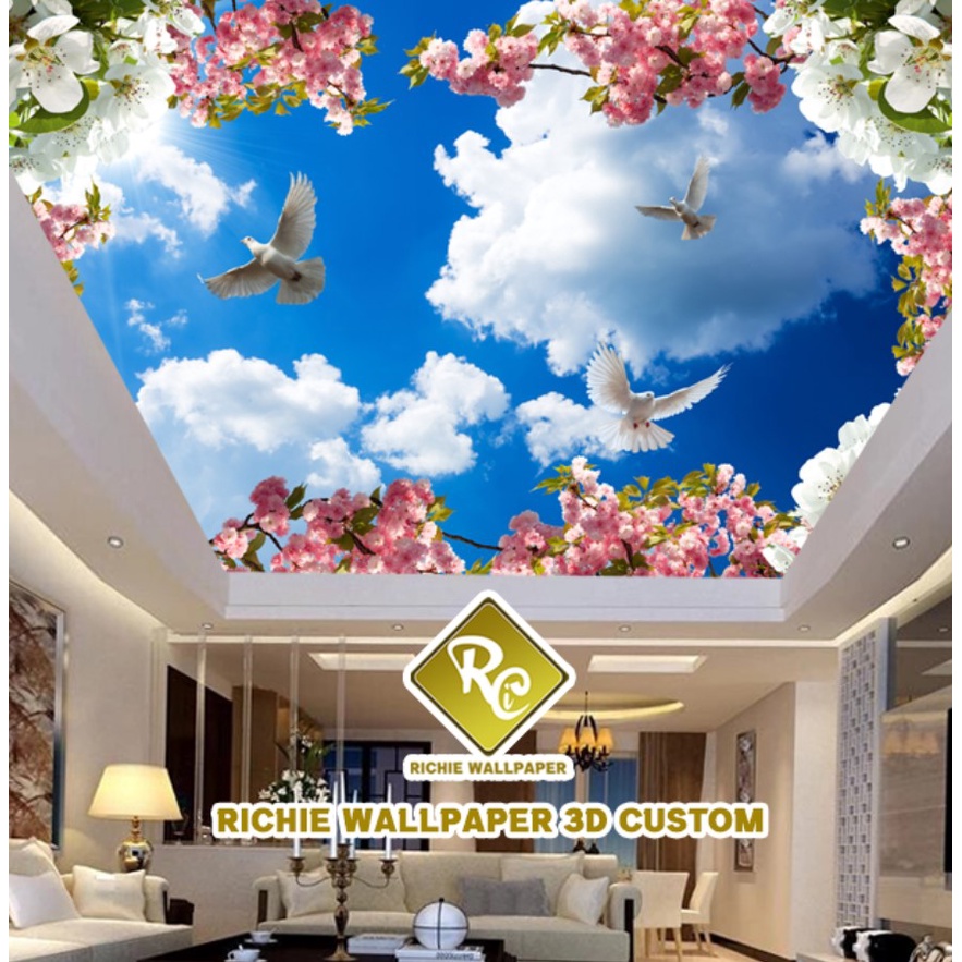 Wallpaper Dinding 3D Custom Motif Plafon- Wallpaper Dinding Murah - Wallpaper Plafon- Wallpaper