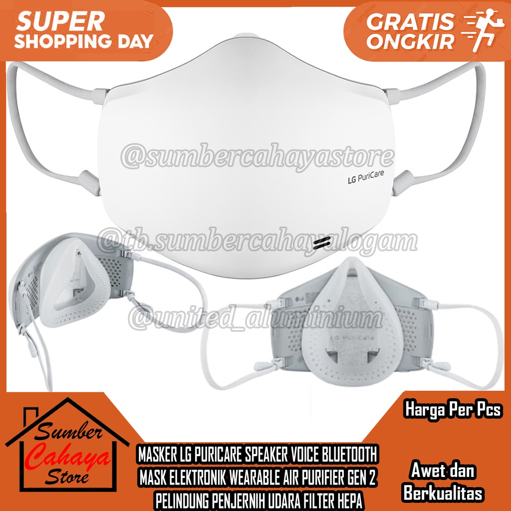 LG Masker Puricare Fitur Voiceon Speaker 2Nd Wearable Putih Mask Udara Bersih Bluetooth Kesehatan El