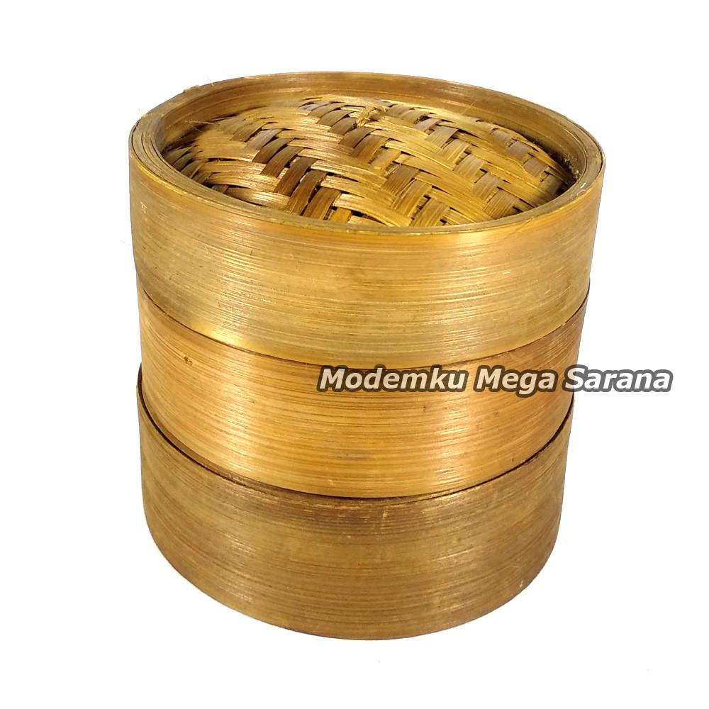 Streamer Klakat Bambu Dimsum 15cm | Kukusan Bambu - Wadah + Tutup