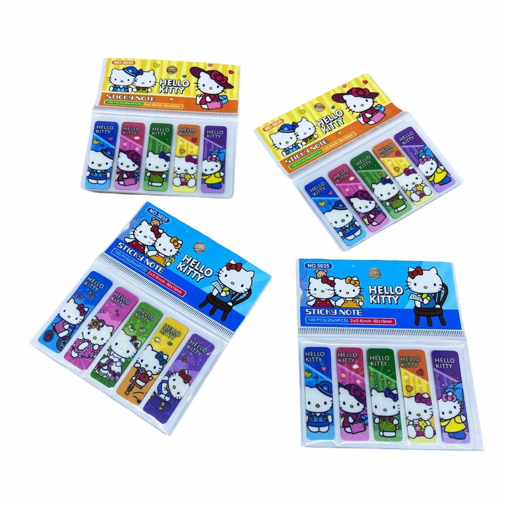 ISI 100LEMBAR | PEMBATAS BUKU BT21 BTS PLASTIK / PEMBATAS BUKU BTS / BOOKMARK BT21 / STIKY NOTE BT21-STC- HELLO KITTY