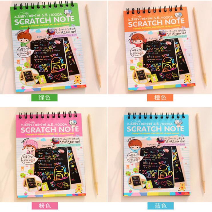 DIY Scratch Note Premium / Magic Book Colourfull Scratch Note Kecil / Black CardBoard