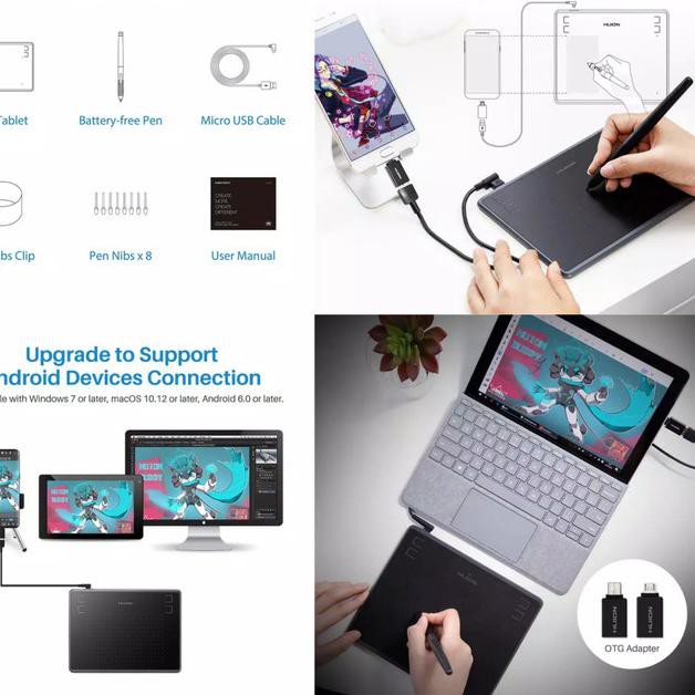 qwpr>>634RO  Huion H430P Drawing Tablet Pentab Support Android Windows Mac Original