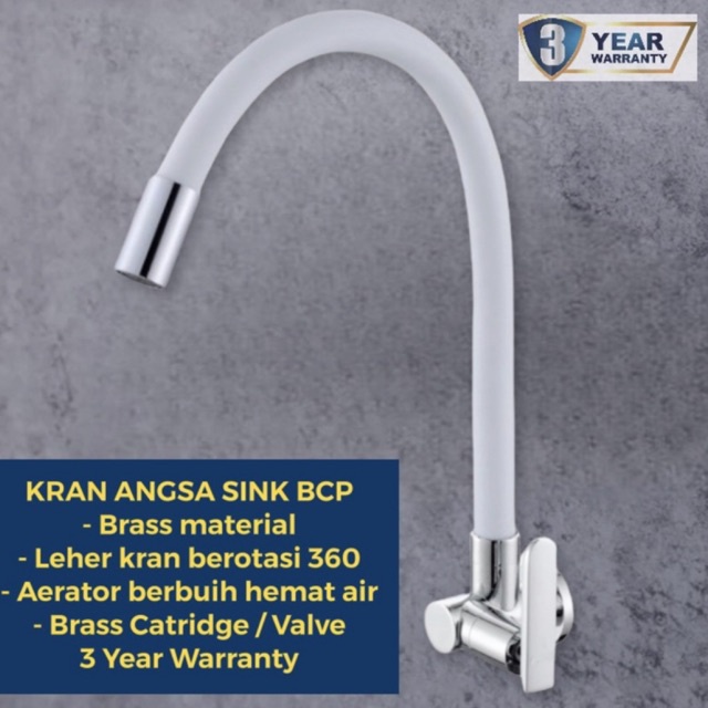 18PT Kran Dapur Kran Angsa Fleksible Bak Cuci Piring Bcp Sink White Flexible