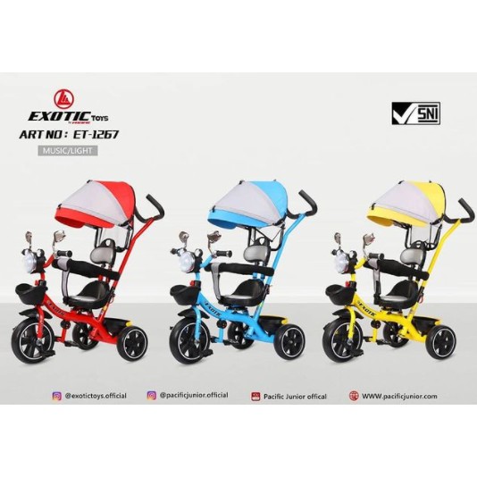 NEW ARRIVAL SEPEDA ANAK RODA 3 TIGA TRICYCLE EXOTIC ET 1267 MUSIK | KURSI BISA DIPUTAR