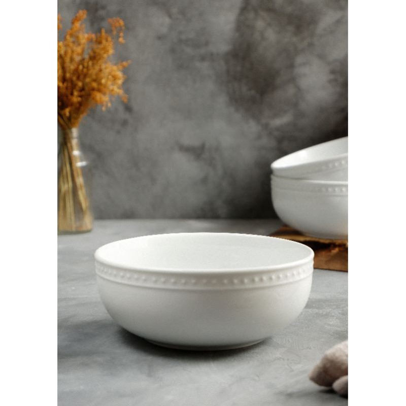Wide Bowl Motif/Mangkok Keramik Putih