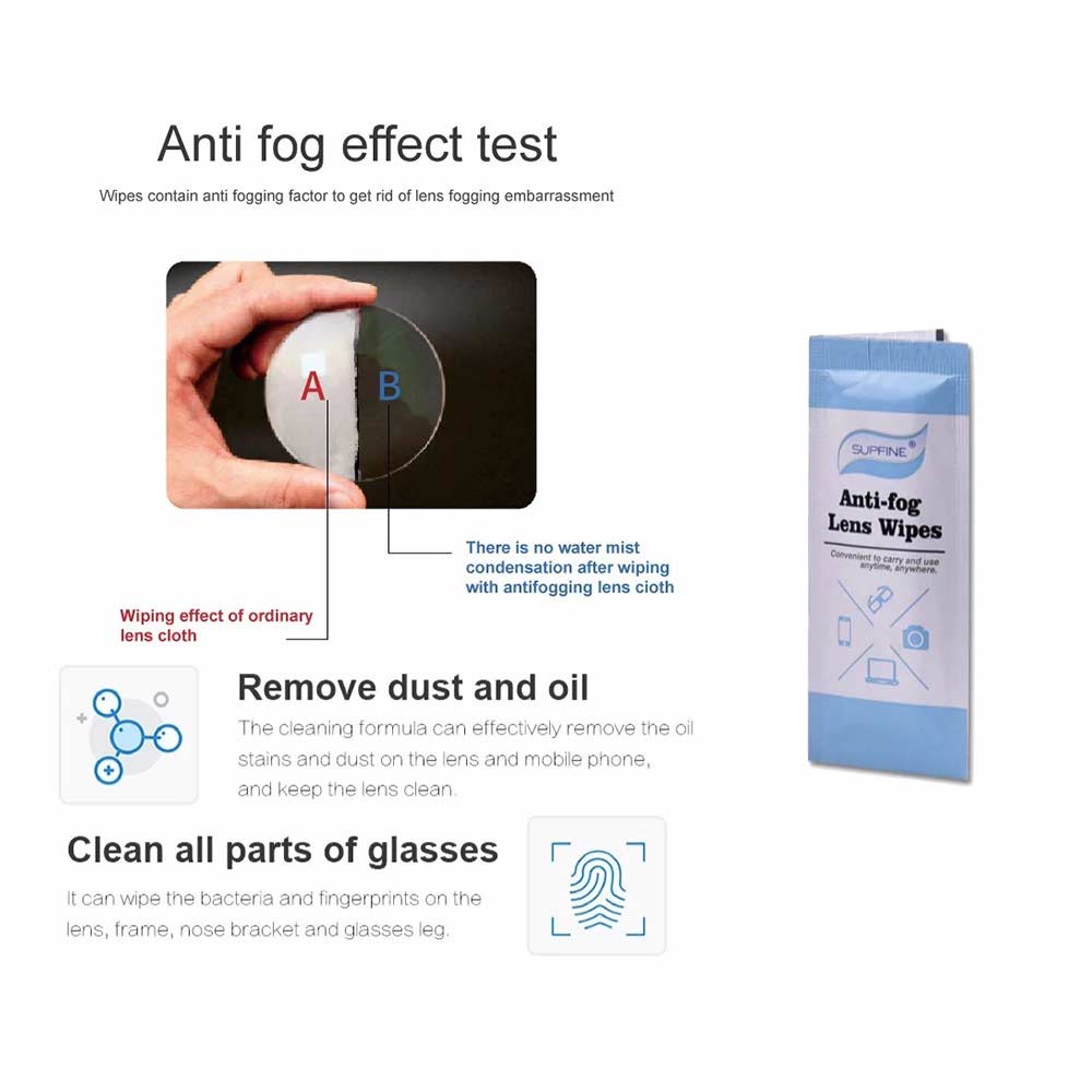 1 Pcs Tisu Anti Fog / Embun Lensa Kacamata &amp; Kamera - Fog Wipes Glasses Cleansing Wipes - SUPFINE