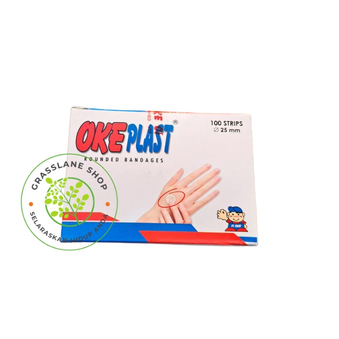 OK Plast Plastic Bandages Plester Luka Bulat Spot 25 mm box isi 100