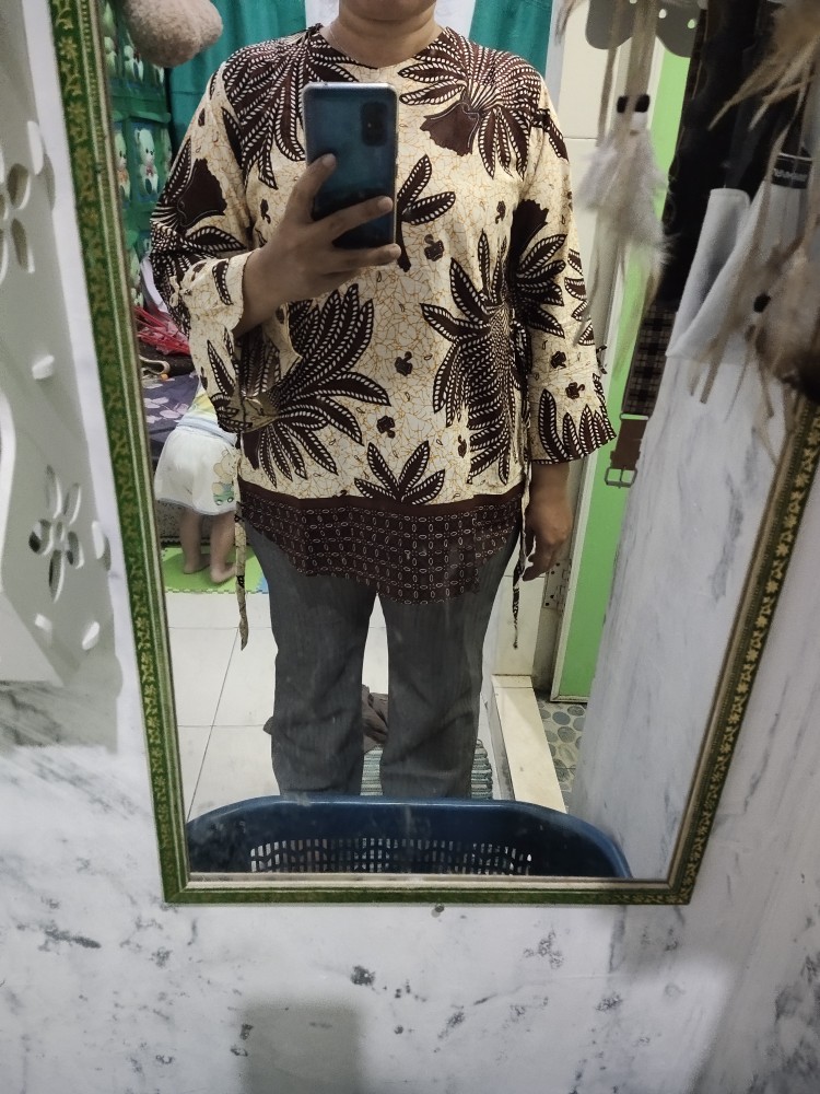 Batik Dolby Dolbi Dobby Doby Tenun Sutra Tulis Katun Atbm Baron Atasan Batik Wanita Sogan Srg308