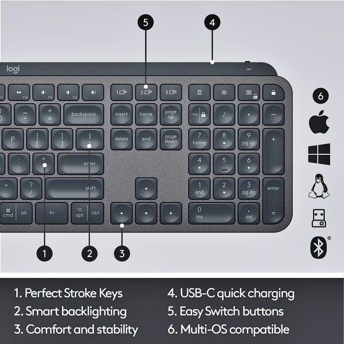 Keyboard Logitech MX Keys Advanced Wireless Backlit