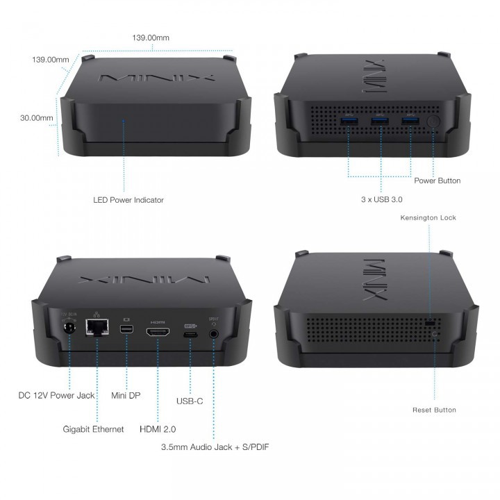 MINIX J50C-4-64 Mini PC- Intel J500C RAM 4GB ROM 64GB - Windows 10 Pro