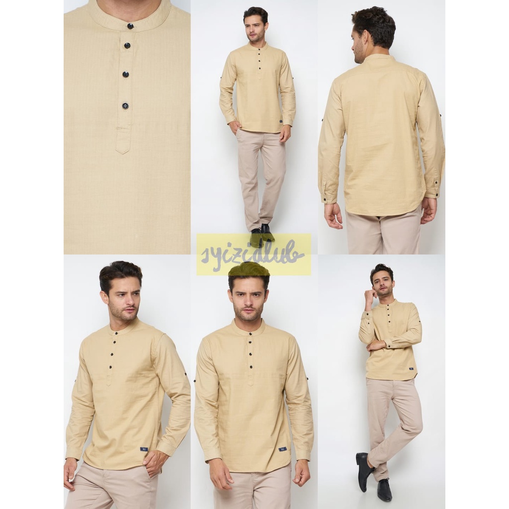 MAG Fashion Kemeja Koko Pria Lengan Panjang Katun Cigarette - Baju Koko Cigarette Basic Polos MURAH