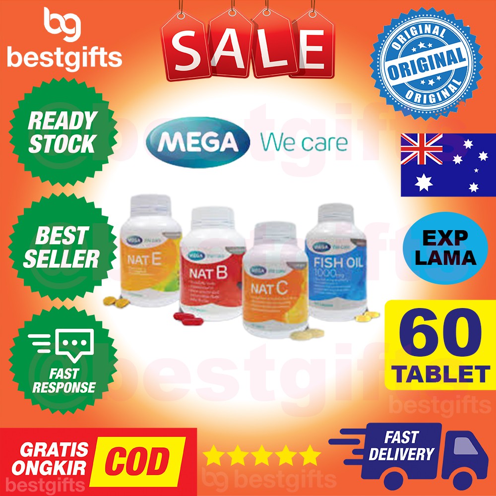 MEGA WE CARE NAT C VITAMIN VIT C 1000 MG KEKEBALAN DAYA TAHAN IMUN TUBUH AMAN DI LAMBUNG 60 TABLET