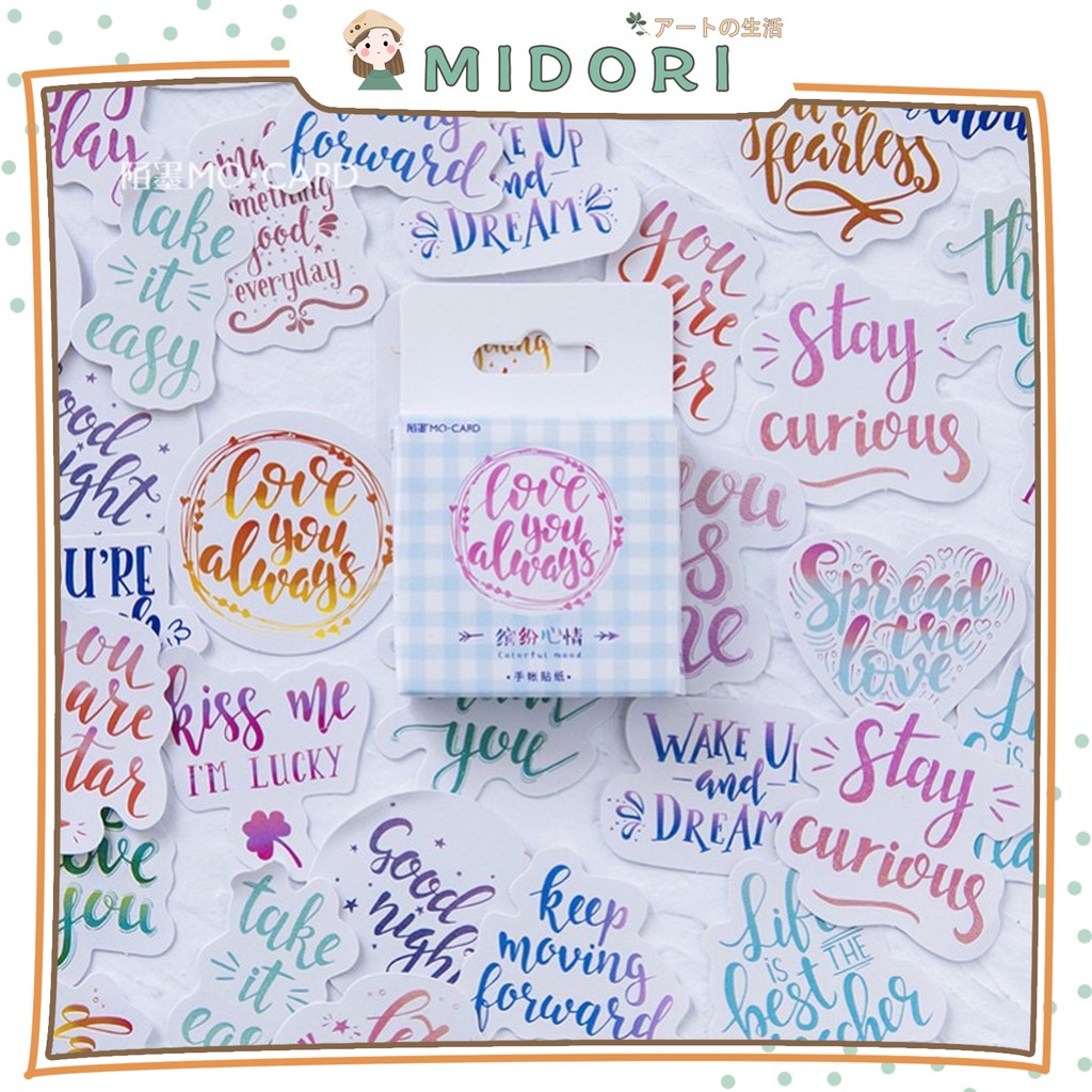

[MIDORI] 45 Pcs COLORFUL WORDS Deco Sticker Planner DIY Scrapbook Kotak - B0017