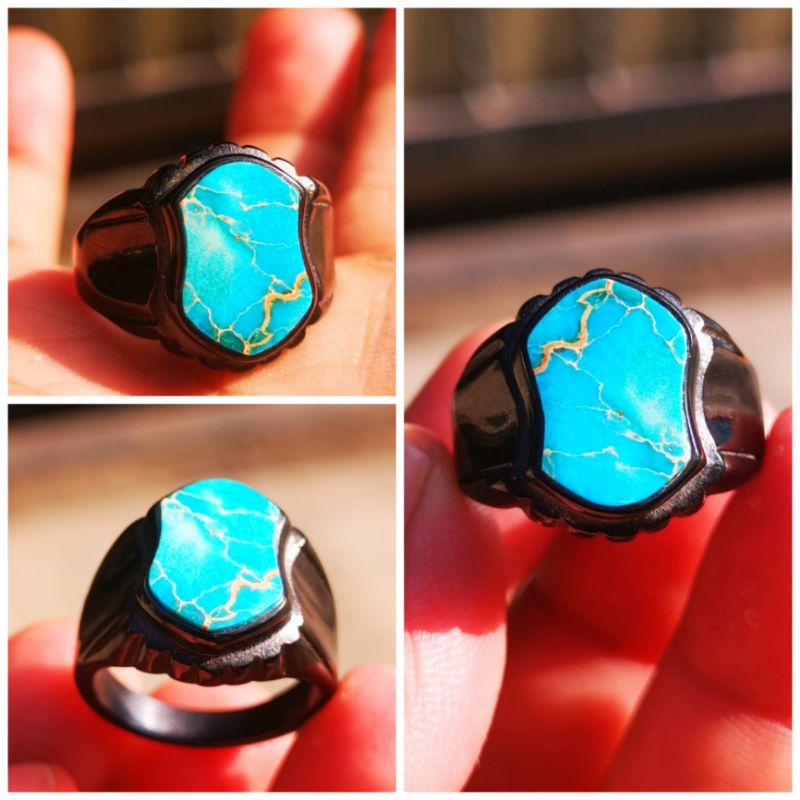 Batu cincin natural pirus model terompah