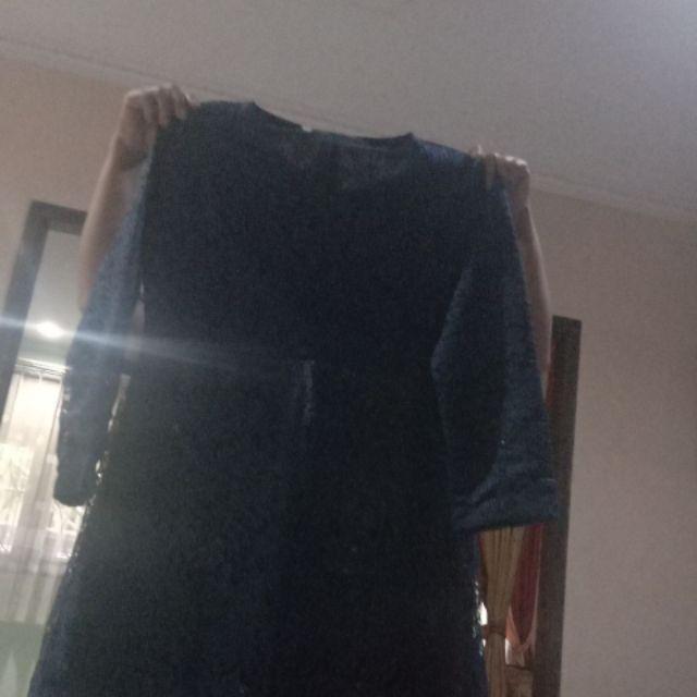 Dshop Gamis Sabyan Brukat Cord Gliter Kombinasi Batik Prada Foil(real Pict)