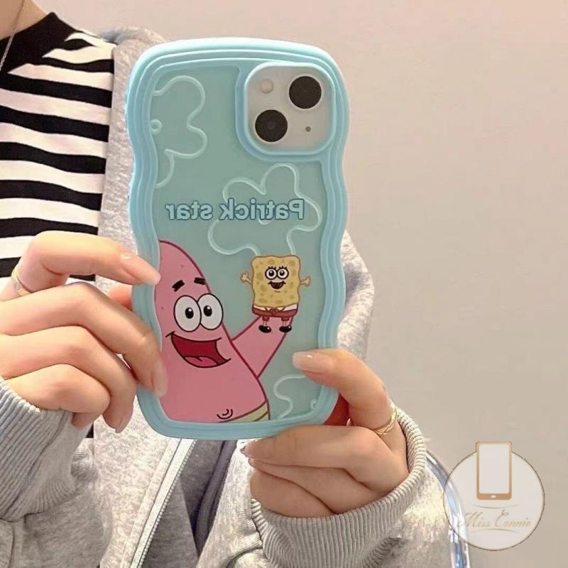 Case Redmi 9T 12C 9 9A 9C NFC A1+10 10A 10C Redmi Note10 9 Note8 Note 11 Pro+10 Pro Max Plus Note 10s 11s Kartun SpongeBob Patrick Star Wavy Edge Shockproof Casing Belakang TPU Lembut