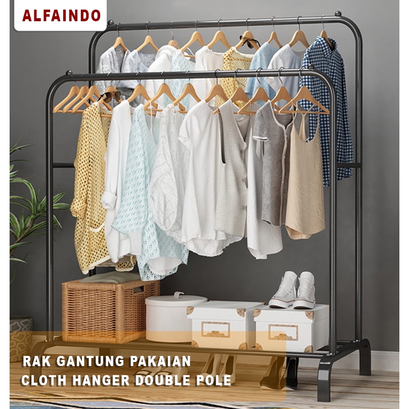 Alfaindo Rak Gantungan Baju Stand Hanger Double Pole GHR005