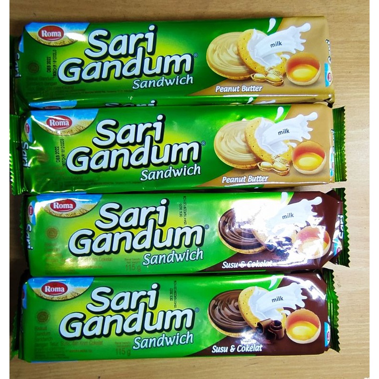 

1 pak roma sari gandum biskuit coklat - peanut 115 gram 7000